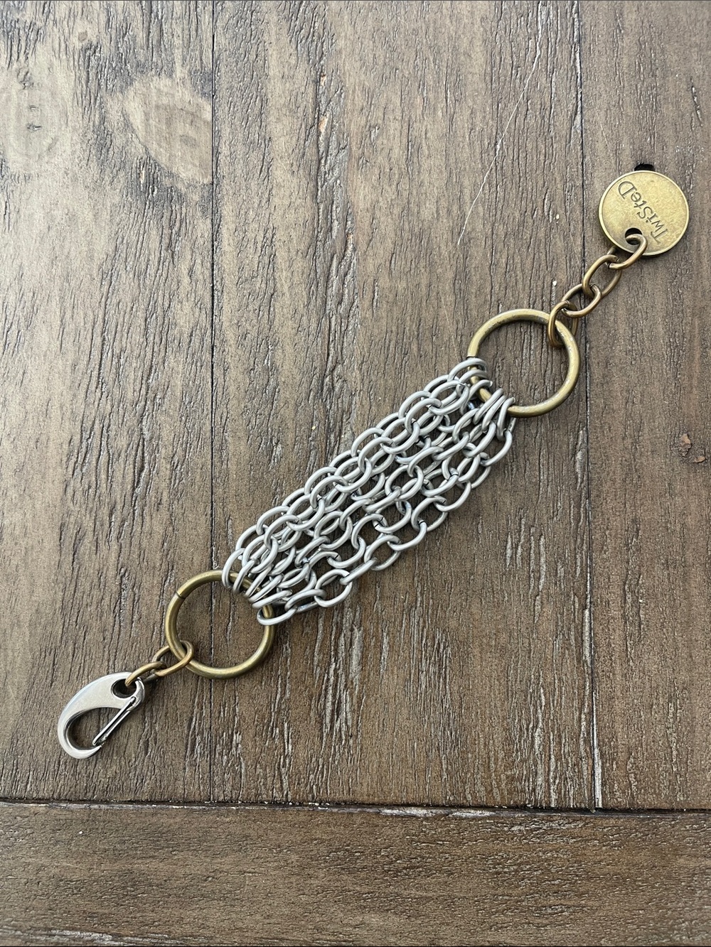 Twisted Silver Multi-chain Silver and Brass Bracelet
